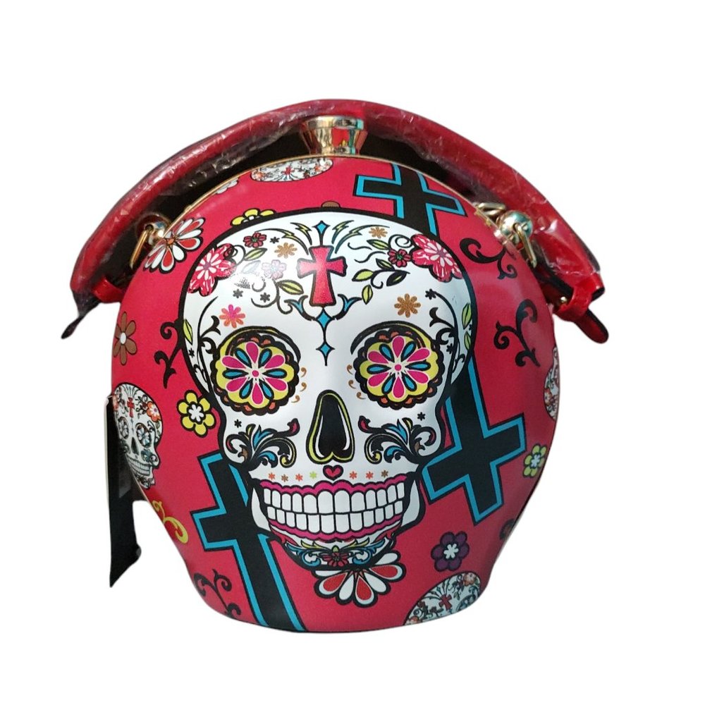 Large Red Sugar Skull Handbag